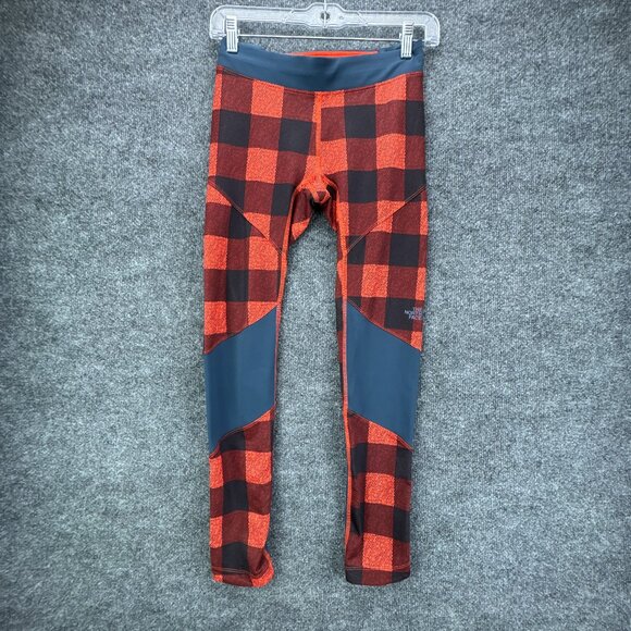 The North Face Flash Dry Leggings Womens Small Red Black 27" Back Pocket - Picture 1 of 14